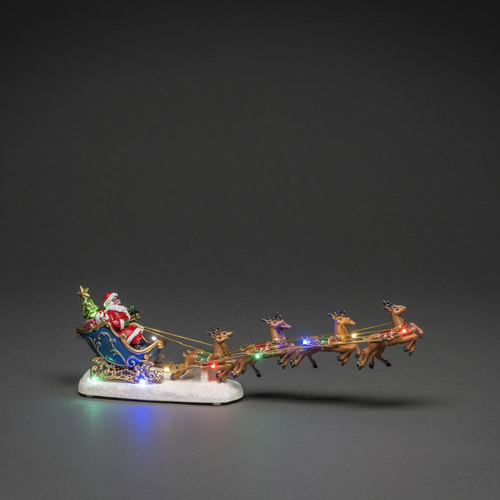 Lit Santa in Sleigh with Reindeer - image 1
