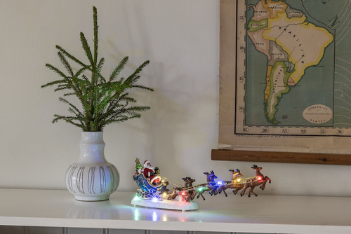 Lit Santa in Sleigh with Reindeer - image 3