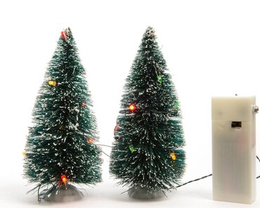 Lit Village Accessory x2 LED Pine Trees