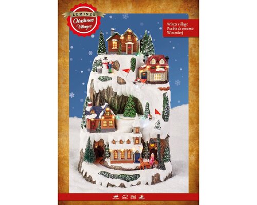 Lit Village Mountain Ski Scene - image 2