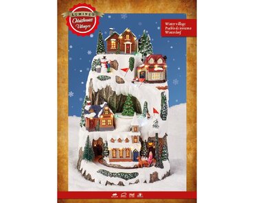 Lit Village Mountain Ski Scene - image 2