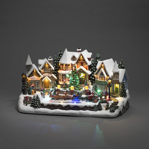 Lit Village with Moving Reindeer & Sleigh - image 1