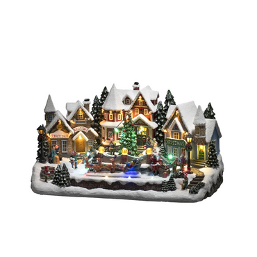 Lit Village with Moving Reindeer & Sleigh - image 2