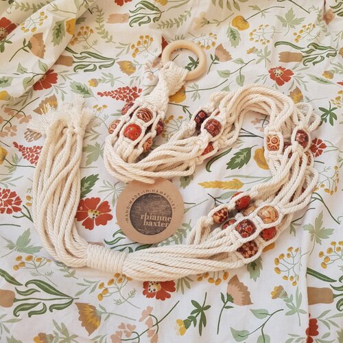 Sylvia Macrame Hanger with Indian Beads (Small) - image 1