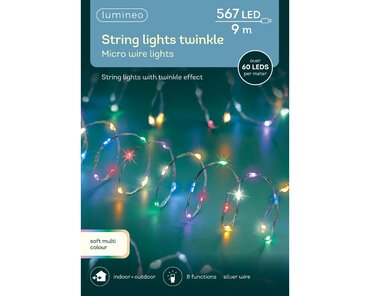 Micro LED Twinkle Extra Dense Wire Lights (Soft Multicoloured, Silver Cable) x567 (L15) - image 1