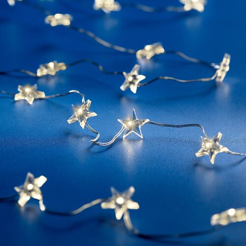 Micro Wire Battery Star String Lights (Warm White, Silver Wire) - image 3