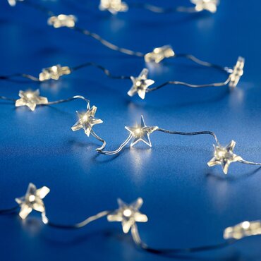 Micro Wire Battery Star String Lights (Warm White, Silver Wire) - image 3