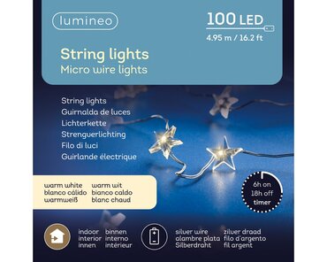 Micro Wire Battery Star String Lights (Warm White, Silver Wire) - image 4