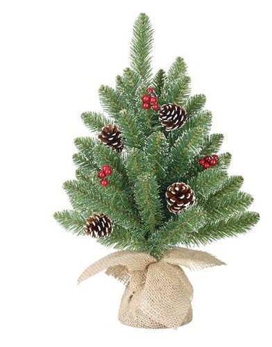 Mini Creston Tree with Burlap Base Frosted 30cm