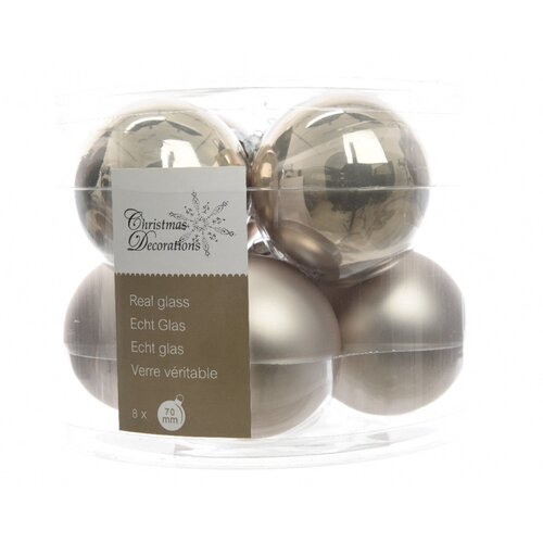 Natural Linen Glass Baubles (8 Pack)