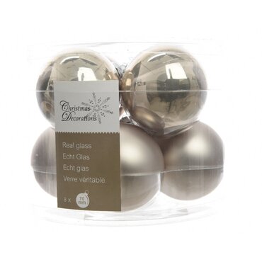 Natural Linen Glass Baubles (8 Pack)