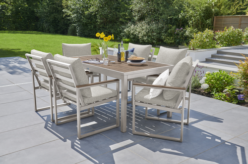 New Forest Alu Beige 6 Seat Dining