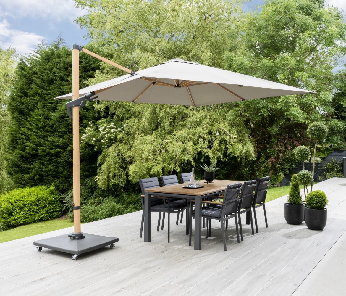 Norfolk Leisure Royce Executive Wood Effect Grey 3m Square Cantilever Parasol (Base Not Included