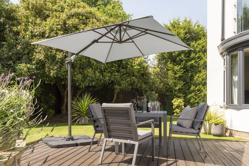 Norfolk Leisure Royce Junior Soft Grey 2.5m Square Cantilever Parasol (Base Not Included) - image 1