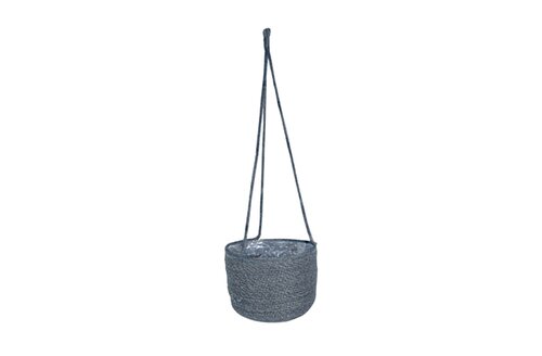 Odda Hanging Grey Woven Lined Planter 19cm
