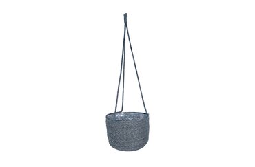 Odda Hanging Grey Woven Lined Planter 19cm