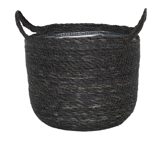 Otto Grey Woven Lined Basket 28cm