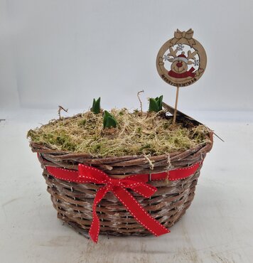 Oval Trough with Red Ribbon