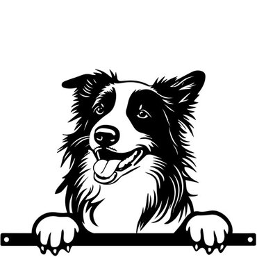 Peeking Silhouette Metal Collie - image 1