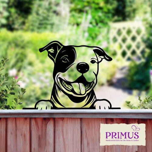 Peeking Silhouette Metal Staffie - image 1