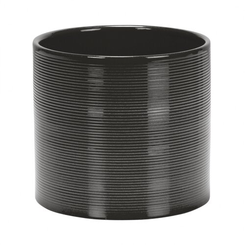 glass grey ribbed houseplant plant pot
