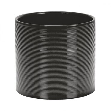 glass grey ribbed houseplant plant pot