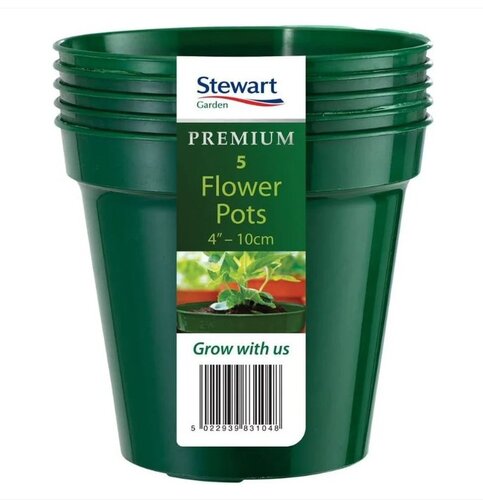 Premium Flower Pot 10cm (4") Green (Pack of 5)