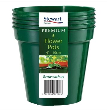 Premium Flower Pot 10cm (4") Green (Pack of 5)