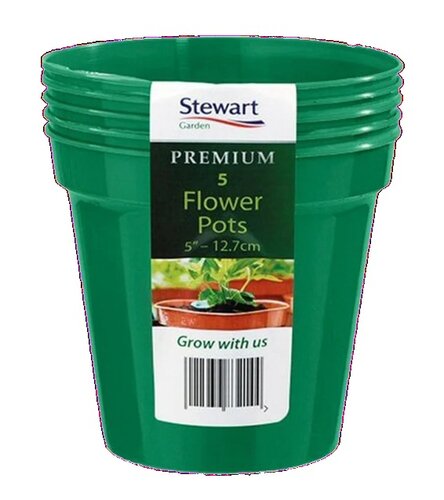 Premium Flower Pot 12.7cm (5") Green (Pack of 5)