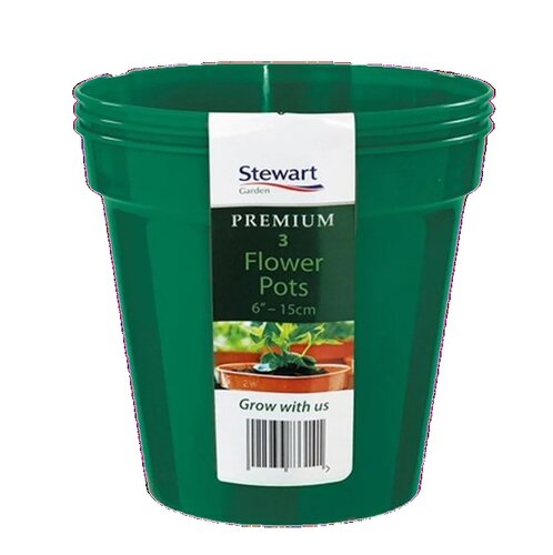Premium Flower Pot 15cm (6") Green (Pack of 3)