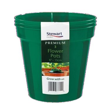 Premium Flower Pot 15cm (6") Green (Pack of 3)