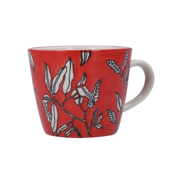 Red Leafy Stoneware Mug