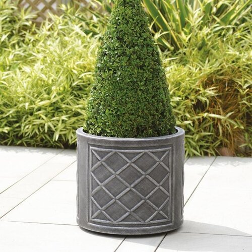 Round Planter Lead Effect Gun Metal 44cm - image 3