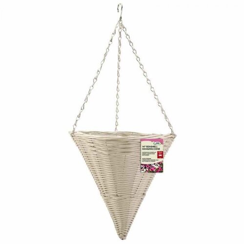 Seashell Faux Rattan Cone 14" - image 1