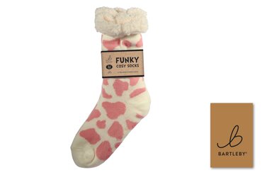 Sherpa Sock Cow Print (4-7)