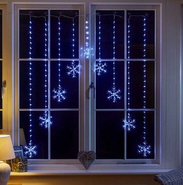 Snowflake Curtain Lights (Cool White)