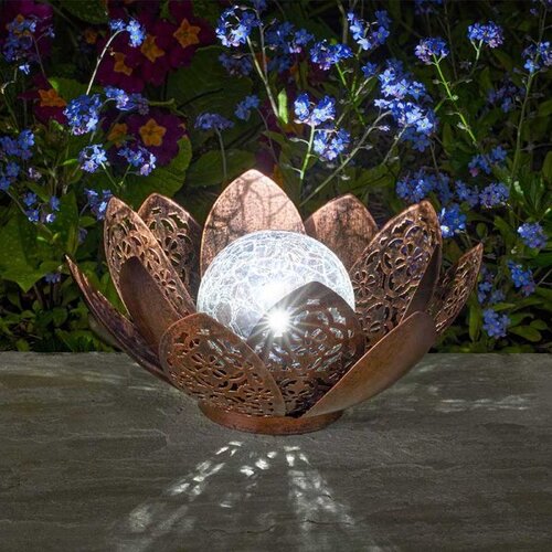Solar Lantern Silhouette Damasque Lotus - image 1