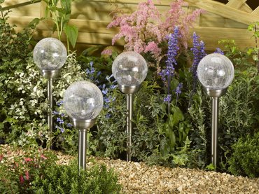 Solar Majestic Crackle Globe Stainless Steel Stake Light - image 3