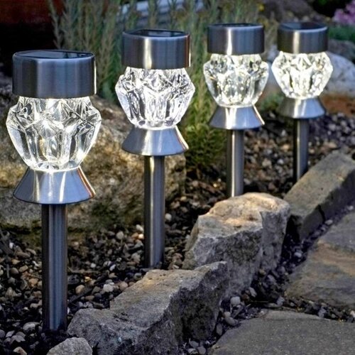 Solar Stake Light 4 Crystal Glass Carry Pack - image 1