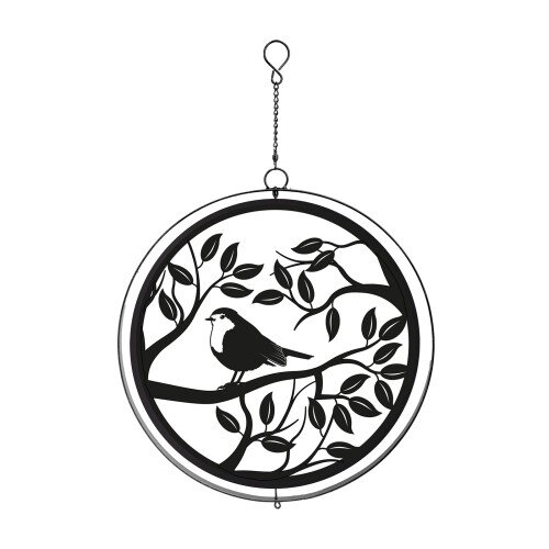 Spinner Robin In Tree Silhouette Black 23cm