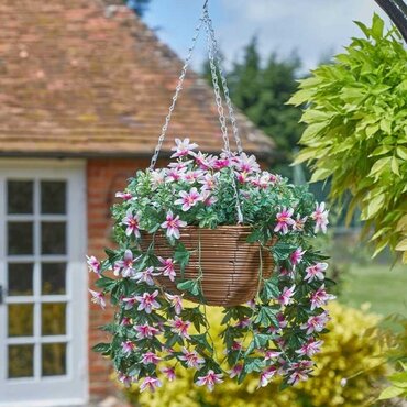 Faux Basket Star Gazing Lilies 30cm - image 2
