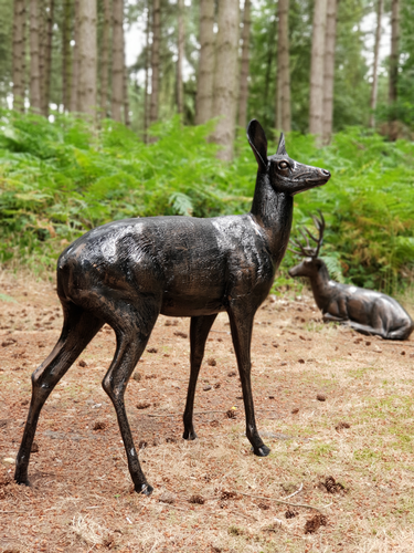 Statue Deer Doe Head Up