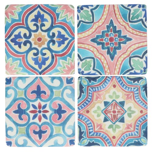 Strong Pastel Mosaic Design Resin Coaster