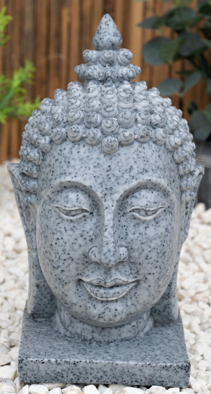 Thai Buddha Head Medium Grey - Stewarts Garden Centre