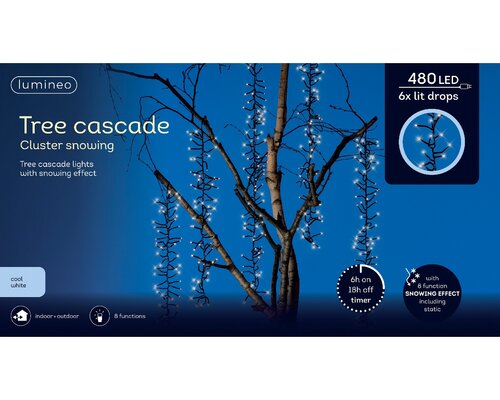 Tree Cascade Cluster Snowing Lights (Cool White, Black Cable) x480 (L31) - image 1