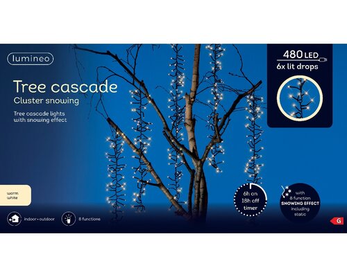 Tree Cascade Cluster Snowing Lights (Warm White, Black Cable) x480 (L32) - image 1