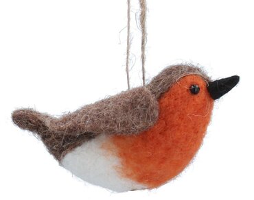 Tree Decoration Felted Wool Robin