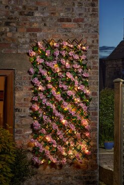 Faux Trellis Solar Lit 50 LED Pink Blossom 180x60cm - image 1