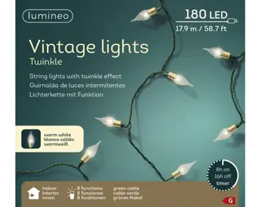 LED Vintage Lights 1190cm 180L (Warm White/Green) - image 3