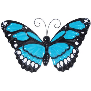 Wall Art Large Butterfly Blue Metal Flapping Wings